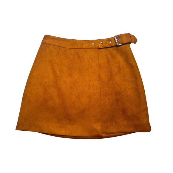 Forever 21 Bright Tan Faux Suede Mini Skirt with Belt Size Small - Picture 3 of 11